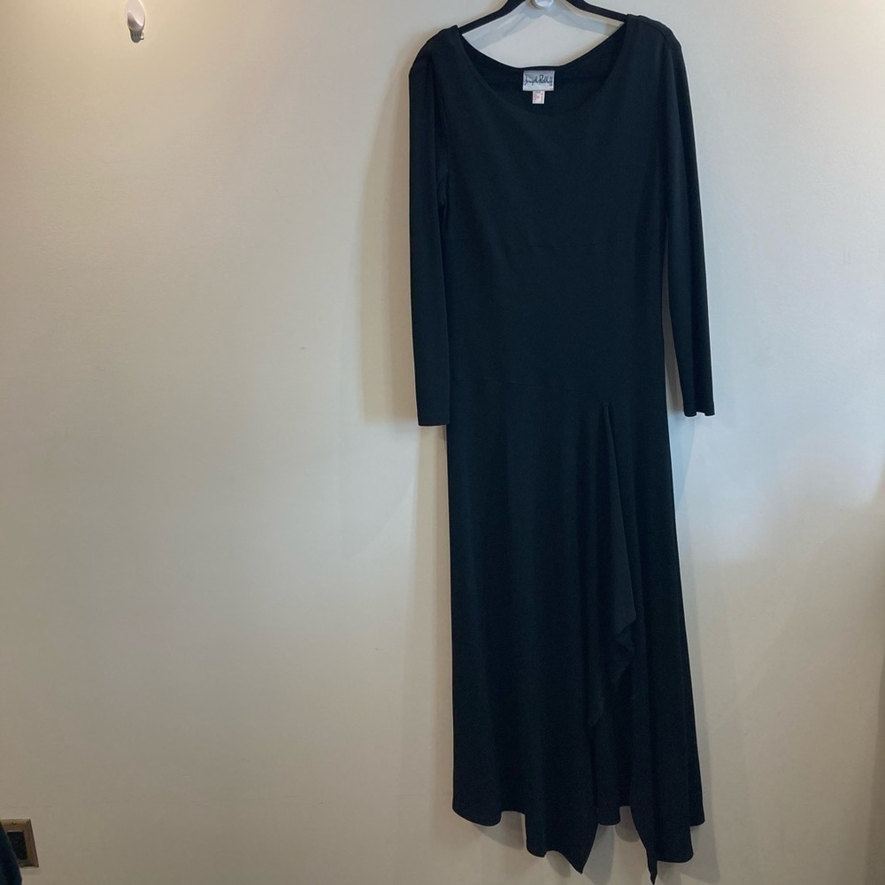 JOSEPH RIBKOFF Sz 12 Maxi Length Scoop Neck Empire Waist Ruffle Side Flowy Dress
